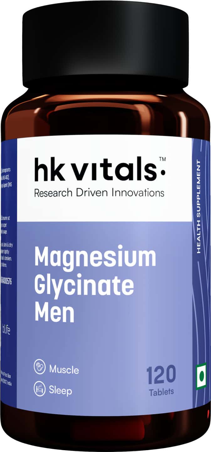 Hk Vitals Magnesium Glycinate Men (2000mg) 120 Tablets | For Better Sleep Quality & Muscle Recovery