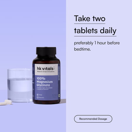 Hk Vitals Magnesium Glycinate Men (2000Mg) 120 Tablets | For Better Sleep Quality & Muscle Recovery