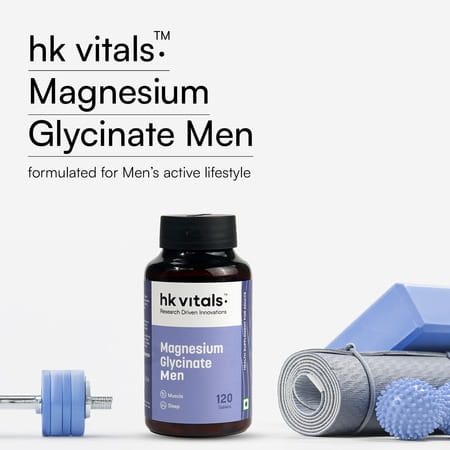 Hk Vitals Magnesium Glycinate Men (2000mg) 120 Tablets | For Better Sleep Quality & Muscle Recovery