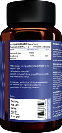 Hk Vitals Magnesium Glycinate Men (2000mg) 120 Tablets | For Better Sleep Quality & Muscle Recovery