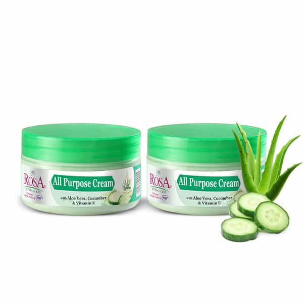 Rosa All Purpose Cream With Cucumber & Vitamin E I Moisturizing | Reduce Dryness I Pack Of 2*100Ml