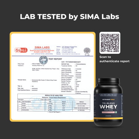 Nutrabay Gold Tri-Blend Whey Protein Strawberry Milkshake - 1kg