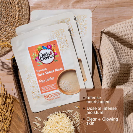 Buds & Berries Skin Nourishing Ultra-Hydrating Face Sheet Mask With Rice Water Extracts (25 G)