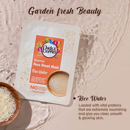 Buds & Berries Skin Nourishing Ultra-Hydrating Face Sheet Mask With Rice Water Extracts (25 G)