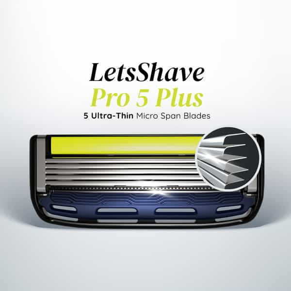 Letsshave Pro 5 Plus Shaving Razor Blade For Men-Pack Of 4 Blade Refills