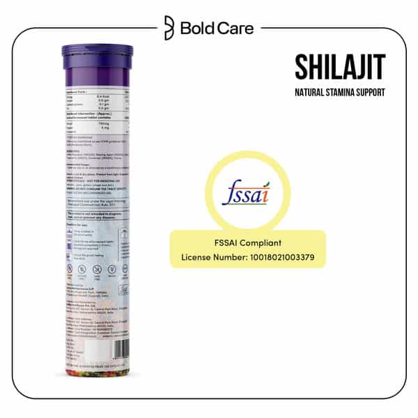 Bold Care Shilajit Effervescent Tablets For Natural Stamina Support - 20 Tablets
