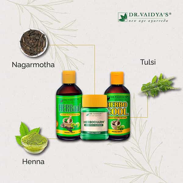 Dr. Vaidya's Natural Herbal Beauty Pack(Herbocharm-50Gx1herbaal-200Mlx1herbocool-200Mlx1)