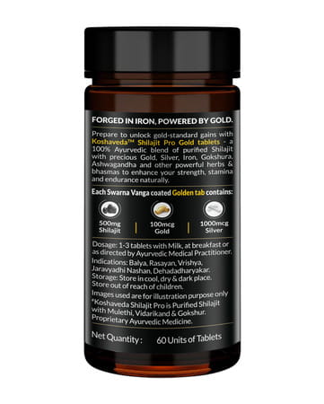 Koshaveda Shilajit Pro Gold (60 Tablets) With Ashwagandha Af-43 600mg (30 Capsules)