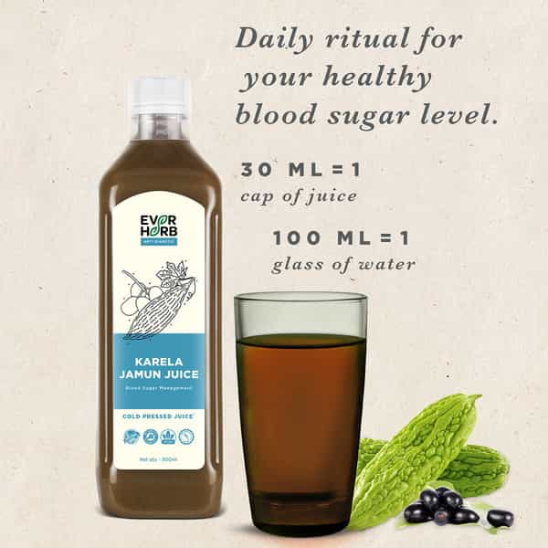 Everherb Karela Jamun Juice-Helps Maintains Healthy Sugar Levels-Helps In Weight Management- 500Ml