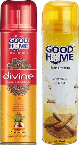 Good Home Divine And Sandal Spray - Room & Air Freshner (2 X 160 Ml)