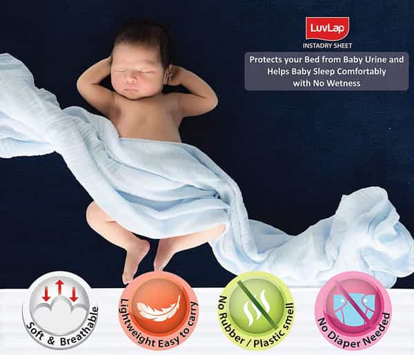 Luvlap Instadry Extra Absorbent Dry Sheetbed Protector - Navy Blue0m Large 100X140cm