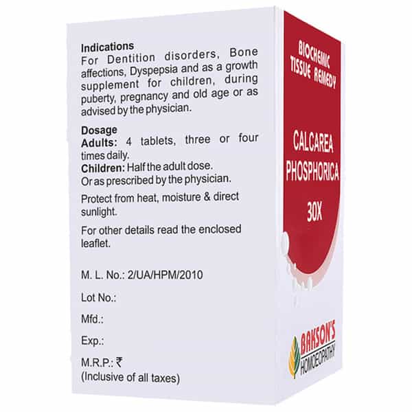 Baksons Homoeopathy Calcarea Phosphorica Biochemic Tablet 30X 250 No's