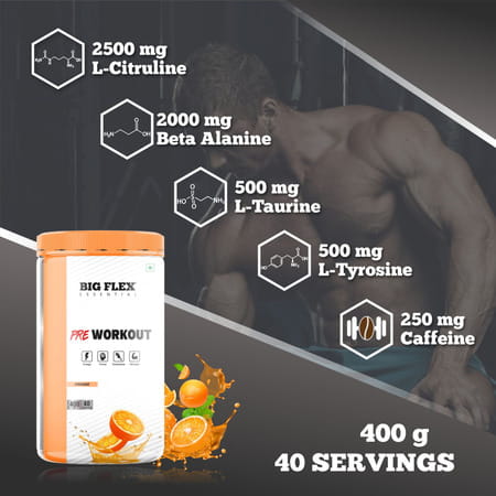 Bigflex Essential Pre - Workout (Orange) (400gm) - Jar
