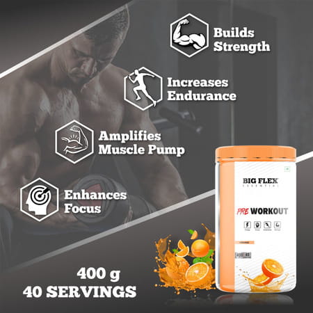 Bigflex Essential Pre - Workout (Orange) (400gm) - Jar