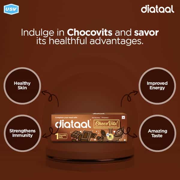 Diataal Chocovits Chocolate Multivitamins Tasty + Healthy Vitamins 10 Chewable Tablets