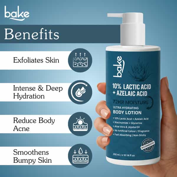 Bake 10% Lactic Acid + Azelaic Acid Ultra Hydrating Body Lotion | 72H Moisture | 300Ml