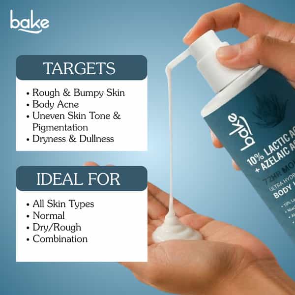 Bake 10% Lactic Acid + Azelaic Acid Ultra Hydrating Body Lotion | 72H Moisture | 300Ml