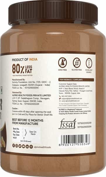 Alpino Peanut Butter Powder Dark Chocolate 400 G | Made With Roasted Peanuts Cocoa Powder