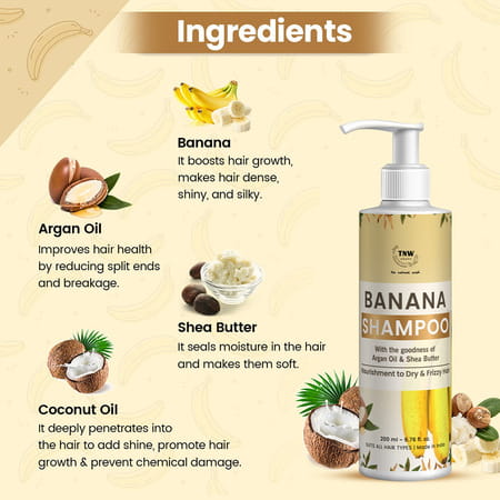 Tnw-The Natural Wash Banana Shampoo For Frizz - 200 Ml