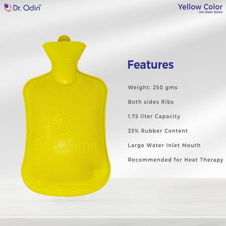 Dr. Odin Hot Water Bag (1.75 Litre) Non Electric Leakproof Hot Water Bottle For Body Pain (Yellow)