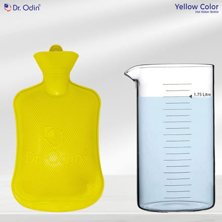 Dr. Odin Hot Water Bag (1.75 Litre) Non Electric Leakproof Hot Water Bottle For Body Pain (Yellow)