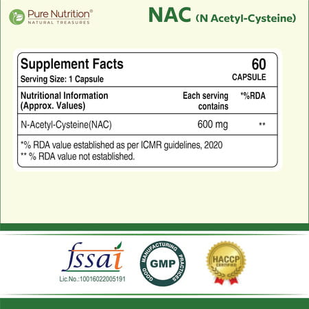 Pure Nutrition Nac 600mg | 60 Veg Capsules