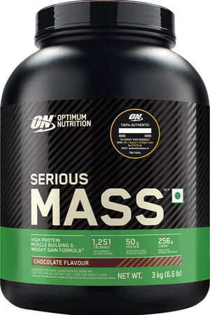 Optimum Nutrition (On) Serious Mass High Weight Gain Powder - 6.6 Lbs 3 Kg (Chocolate)