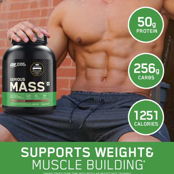 Optimum Nutrition (On) Serious Mass High Weight Gain Powder - 6.6 Lbs 3 Kg (Chocolate)