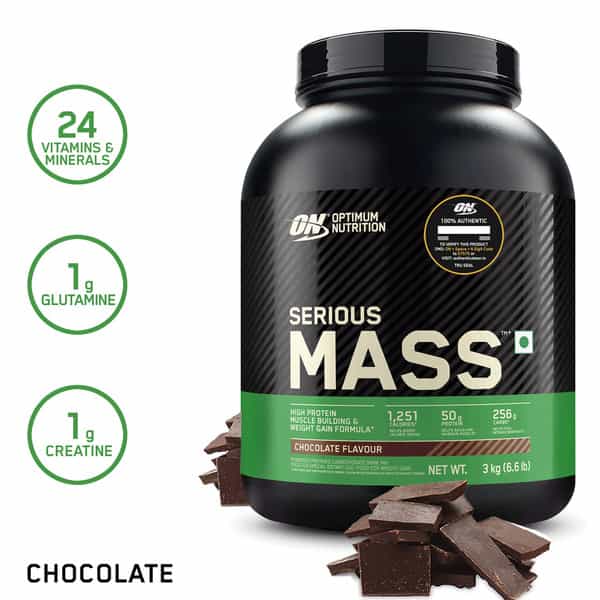 Optimum Nutrition (On) Serious Mass High Weight Gain Powder - 6.6 Lbs 3 Kg (Chocolate)