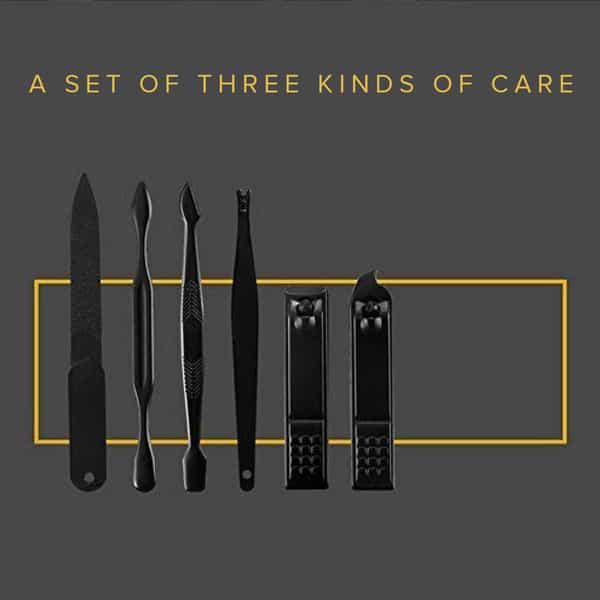 Dr Foot Manicure Set|Professional Grooming | Pedicure Kit + Black Leather Travel Case | Yellow|12In1