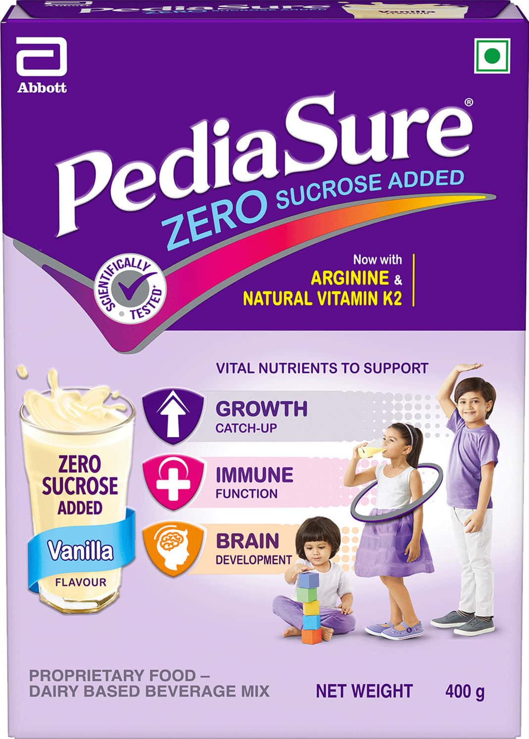 Pediasure Zero Sugar Complete Balanced Nutrition To Help Kids Grow Vanilla 400g