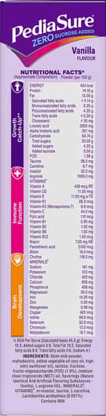 Pediasure Zero Sugar Complete Balanced Nutrition To Help Kids Grow Vanilla 400G