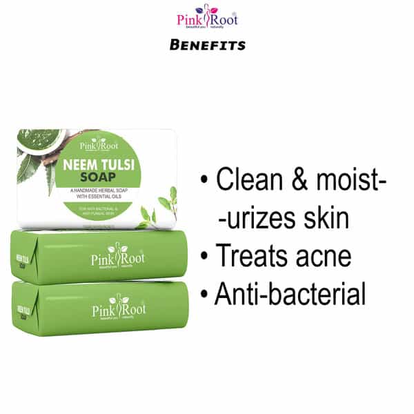 Pink Root Neem Tulsi Handmade Soap 100Gm (Pack Of 3)