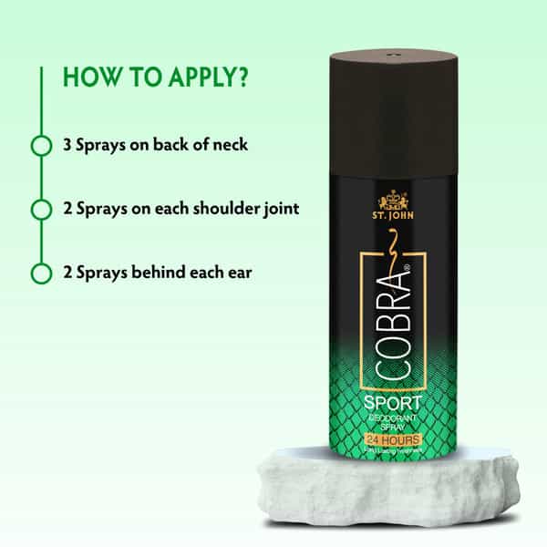 St.john Cobra Sport 150Ml*2 Deodorant For Men & Cobra 15Ml Perfume For Men Pack Of 3
