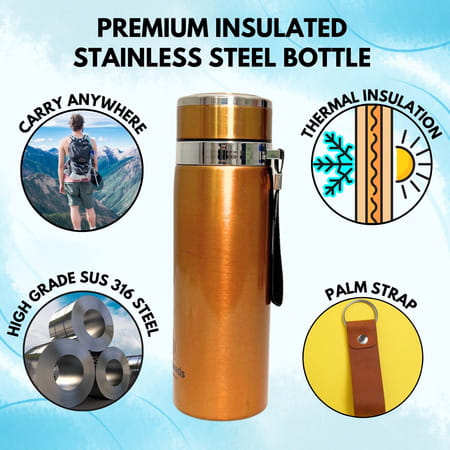 Outer Woods Insulin Cooler Bottle Case With 8 Mini Ice Gel Packs | 20+ Hrs Cooling | Medium - Golden