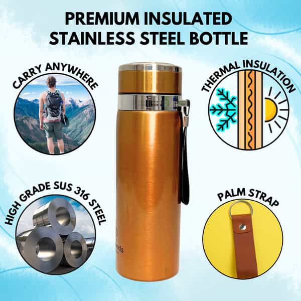 Outer Woods Insulin Cooler Bottle Case With 8 Mini Ice Gel Packs | 20+ Hrs Cooling | Medium - Golden