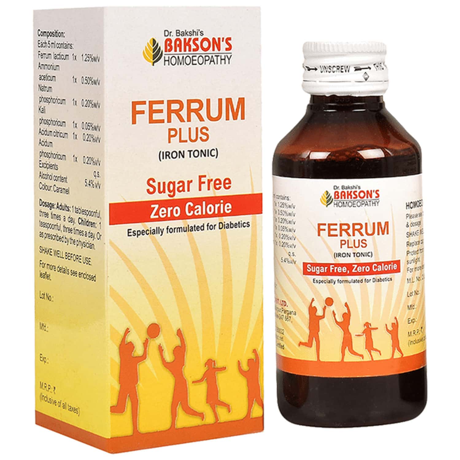 Baksons Homoeopathy Ferrum Plus Iron Tonic Sugar Free 115 Ml