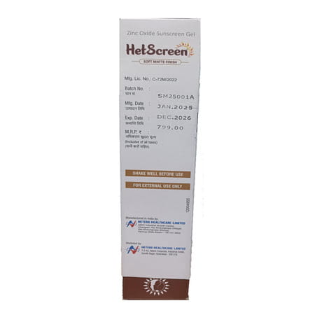 Hetscreen Sunscreen Gel | Spf 50 Pa+++ | 150 Gm