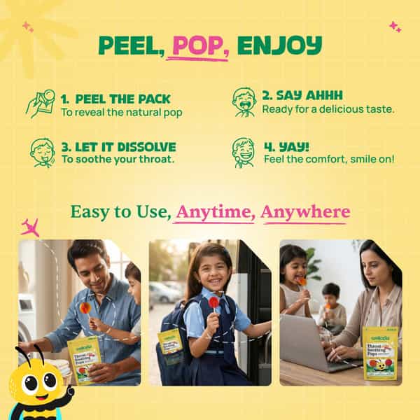 Wellopia Kids Throat Soothing Mixed Pops Ages 2+ Natural Sore Throat & Cough Relief 10 Pops