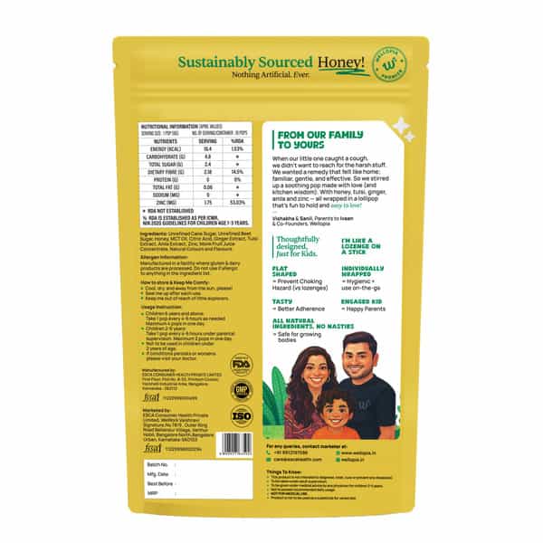 Wellopia Kids Throat Soothing Mixed Pops Ages 2+ Natural Sore Throat & Cough Relief 10 Pops