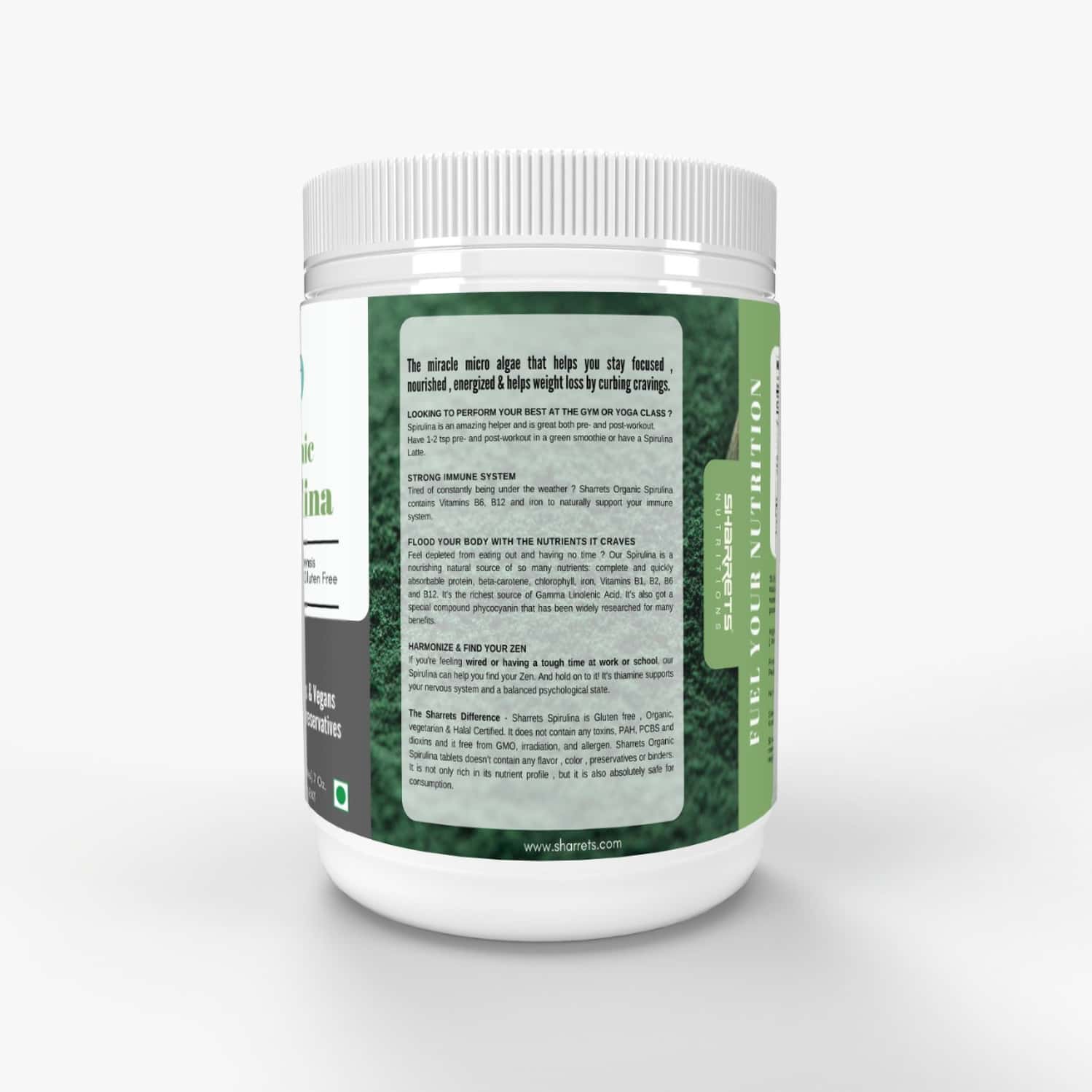 Buy SHARRETS ORGANIC SPIRULINA POWDER FOR HAIR, SKIN, IMMUNITY NO