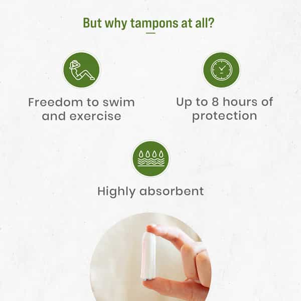 Sirona Heavy Flow Organic Tampons Made With 100% Organic Cotton Non-Applicator Tampons - 18 Pcs