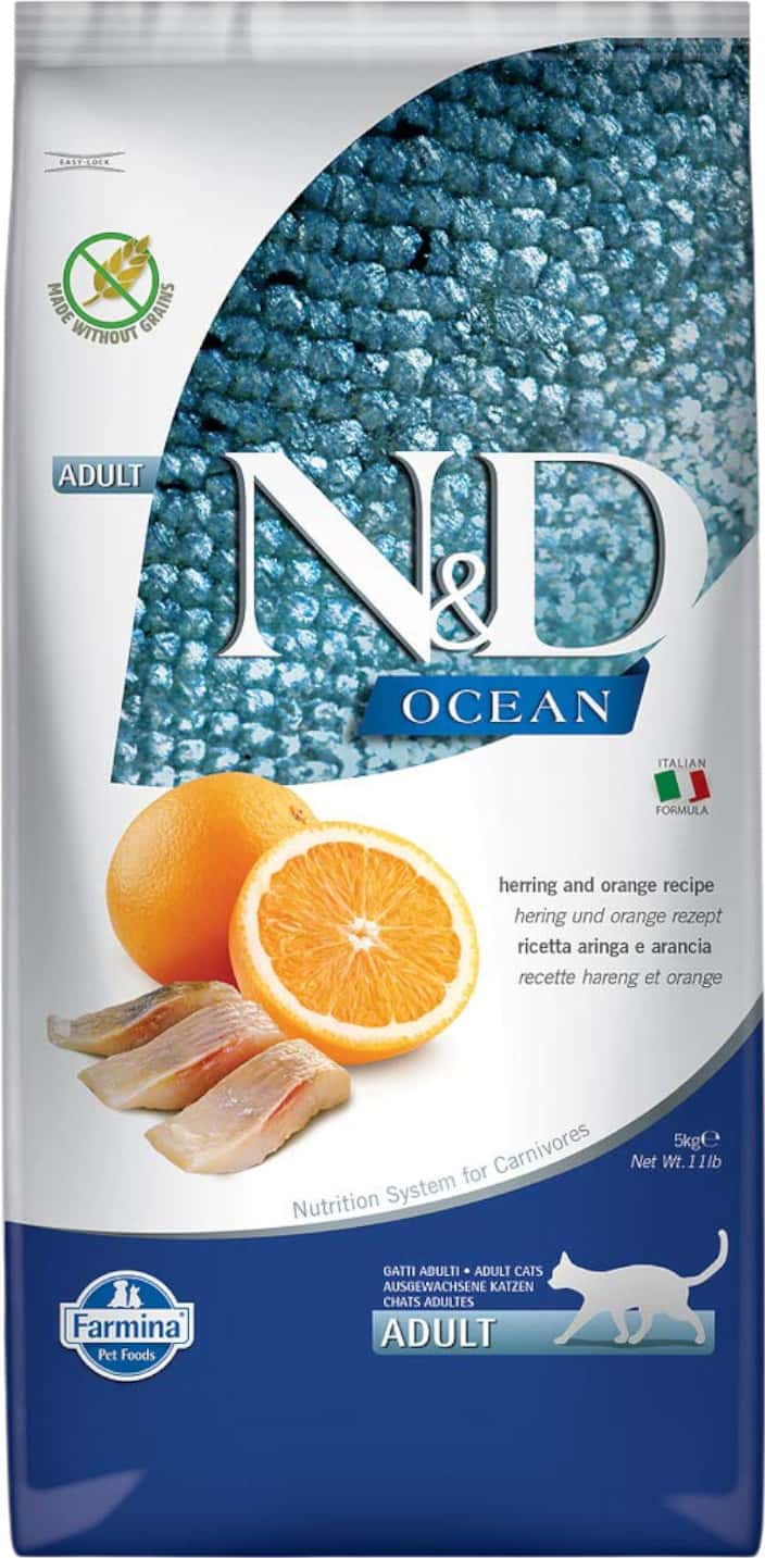 Farmina N&d Ocean Dry Cat Food | Adult | Grain-free | 5-kg | Herring And Orange