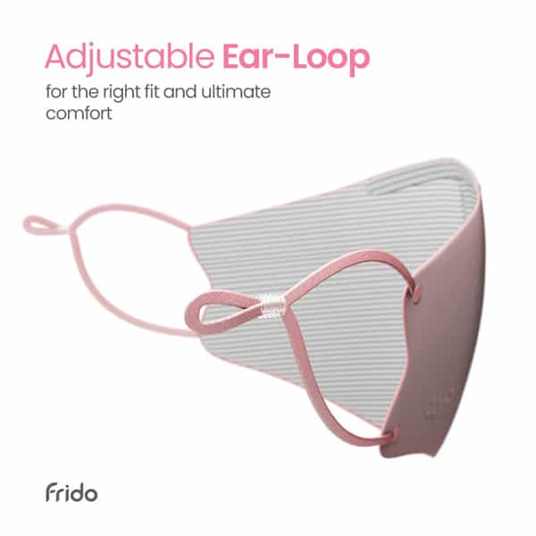 Frido Ultimate Pro Copper Mask|Pink|Nose Clip|Ear Loop Adjust|Washable|Imported|Small Size|Pack Of 2
