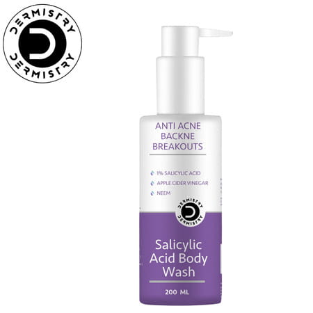 Dermistry 1% Salicylic Acid Neem Zinc Niacinamide Back Acne Prone Oily Skin Exfoliating Body Wash