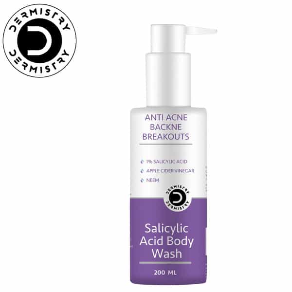 Dermistry 1% Salicylic Acid Neem Zinc Niacinamide Back Acne Prone Oily Skin Exfoliating Body Wash 
