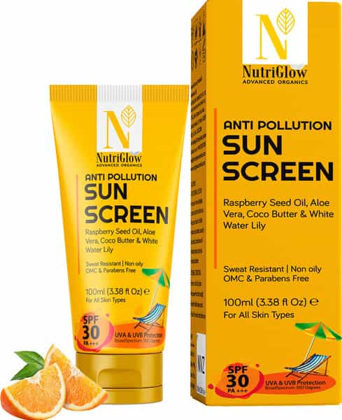 Nutriglow Advanced Organics Anti Pollution Sun Screen/All Skin Types/Spf Pa Fairness/ Spf30+++ 100Ml