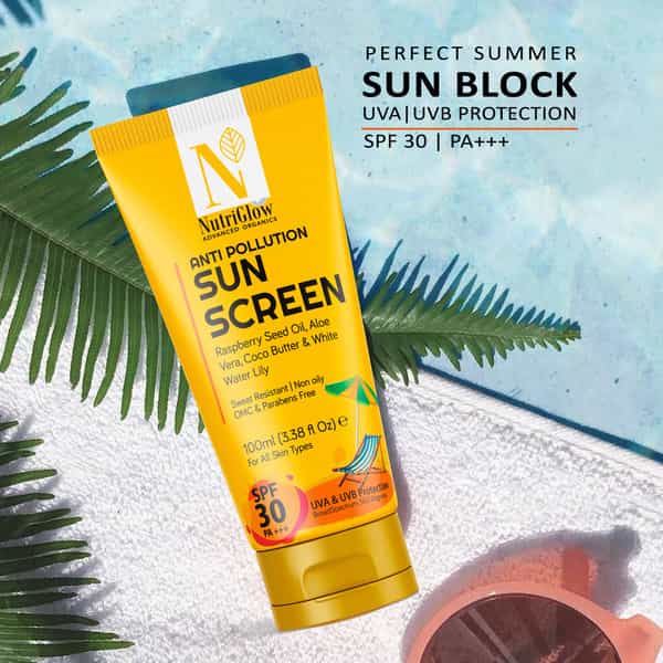 Nutriglow Advanced Organics Anti Pollution Sun Screen/All Skin Types/Spf Pa Fairness/ Spf30+++ 100Ml