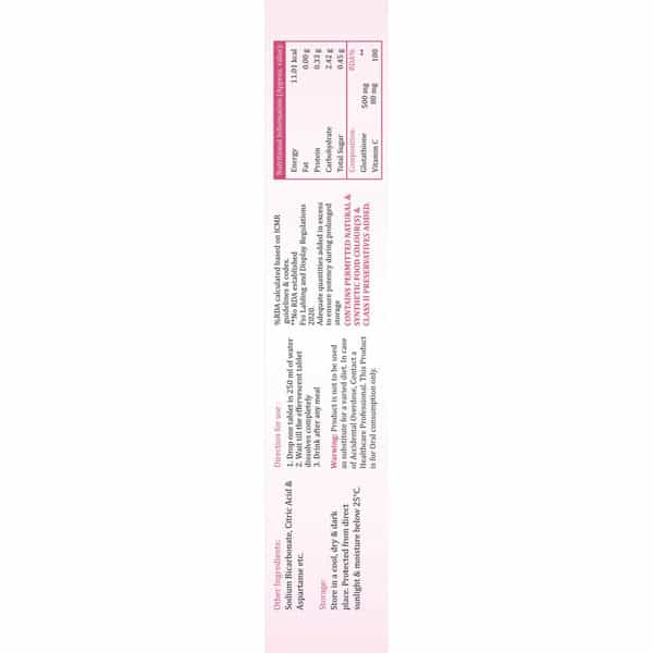 Buy GENONE SKIN PRO - GLUTATHIONE 500 MG & VITAMIN C 80 MG EFFERVESCENT TABLETS | CRANBERRY FLAVOR