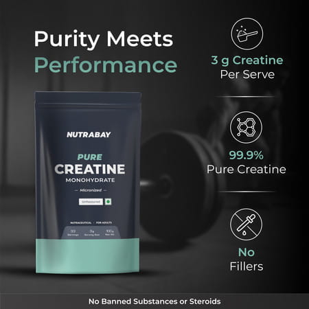 Nutrabay Pure Micronised Creatine Monohydrate - 100g Unflavoured
